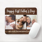 Eerste Vaderdag 3 Foto collage Dark Wood Muismat (Met muis)