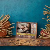 Eerste Vaderdag 3 Foto collage Rustic Wood Fotoplaat (Zijkant)