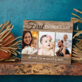 Eerste Vaderdag 3 Foto collage Rustic Wood Fotoplaat (Zijkant)