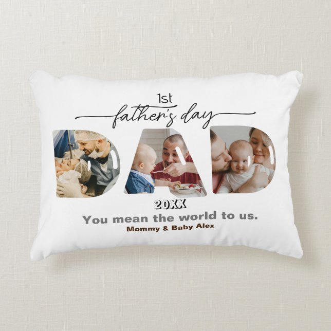 Eerste Vaderdag 3 foto's Collage Accent Kussen (Voorkant)