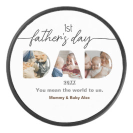 Eerste Vaderdag 3 foto's Collage Hockey Puck