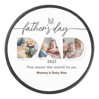 Eerste Vaderdag 3 foto's Collage Hockey Puck