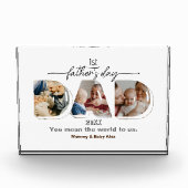 Eerste Vaderdag 3 foto's Collage Plaque (Voorkant)