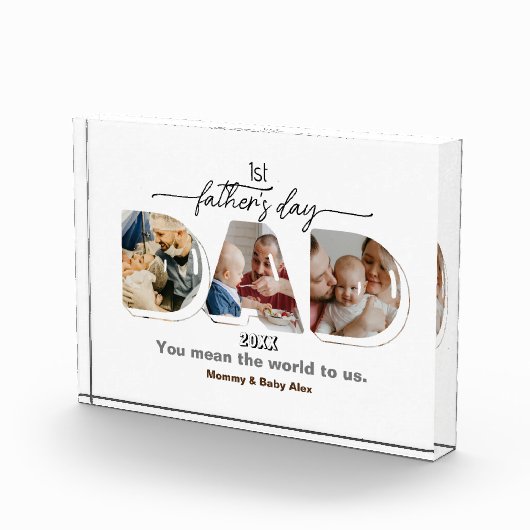 Eerste Vaderdag 3 foto's Collage Plaque (Rechts)