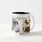 Eerste Vaderdag 3 foto's Collage Plaque Tweekleurige Koffiemok (Voorkant rechts)