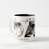 Eerste Vaderdag 3 foto's Collage Plaque Tweekleurige Koffiemok (Voorkant links)