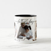 Eerste Vaderdag 3 foto's Collage Plaque Tweekleurige Koffiemok (Center)