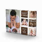 Eerste Vaderdag 4 Foto Collage Brown Wood (Rechts)