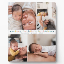 Eerste Vaderdag | 4 Foto-collage Plaque