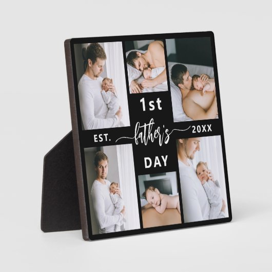 Eerste Vaderdag 6 fotocollage Fotoplaat (Voorkant)