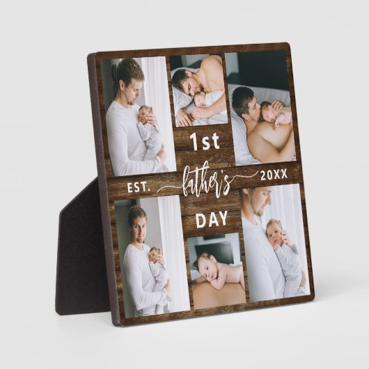 Eerste Vaderdag 6 houten fotocollage Fotoplaat (Voorkant)