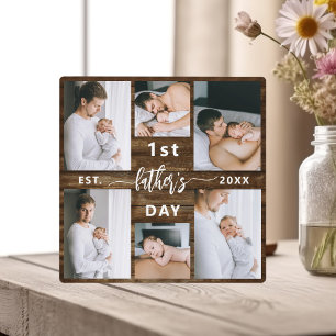 Eerste Vaderdag 6 houten fotocollage Fotoplaat