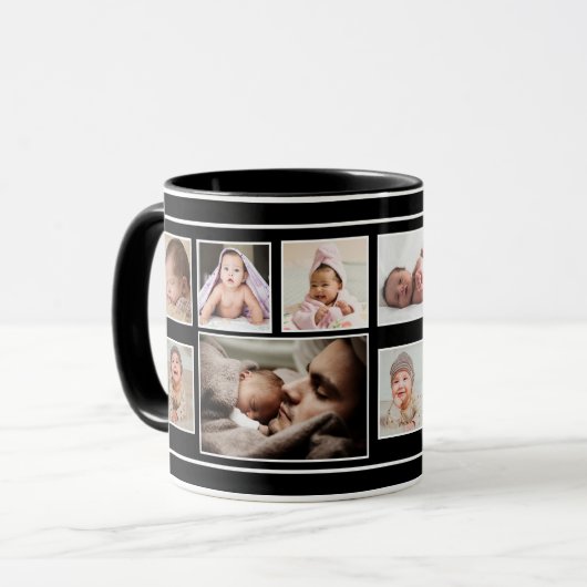 Eerste Vaderdag 7 Foto Collage Black Mok (Voorkant links)