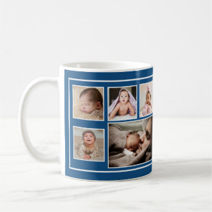 Eerste Vaderdag 7 Foto Collage Blue Koffiemok