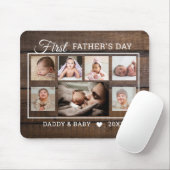 Eerste Vaderdag 7 Foto collage Dark Barnwood   Muismat (Met muis)