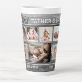 Eerste Vaderdag 7 Foto Collage Grauwe Hout Latte Mok (Voorkant)