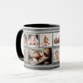 Eerste Vaderdag 7 Foto Collage Grauwe Hout   Mok (Voorkant links)