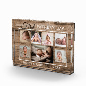 Eerste Vaderdag 7 Foto collage Rustic Wood (Rechts)