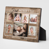 Eerste Vaderdag 7 Foto collage Rustic Wood Fotoplaat (Zijkant)