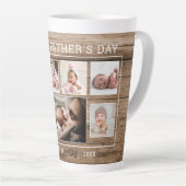 Eerste Vaderdag 7 Foto collage Rustic Wood Latte Mok (Rechterhoek)