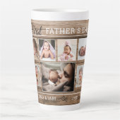 Eerste Vaderdag 7 Foto collage Rustic Wood Latte Mok (Voorkant)