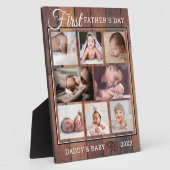 Eerste Vaderdag 8 Foto Collage Brown Wood Fotoplaat (Zijkant)