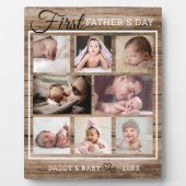 Eerste Vaderdag 8 Foto collage Rustic Wood Fotoplaat (Voorkant)