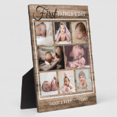 Eerste Vaderdag 8 Foto collage Rustic Wood Fotoplaat (Zijkant)
