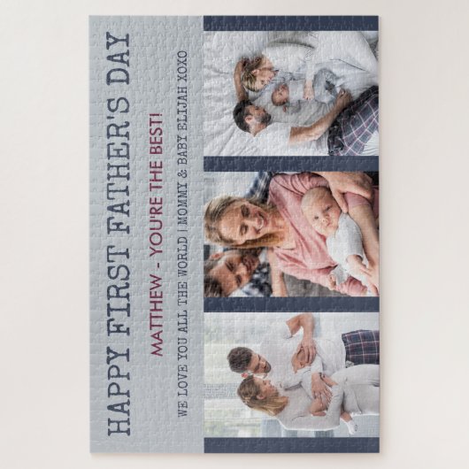 Eerste vaderdag Aangepast bericht en foto 3 Legpuzzel (Verticaal)