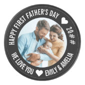 Eerste Vaderdag Aangepast jaar en Nieuwe Baby Foto Hockey Puck (Voorkant)