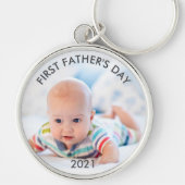 Eerste vaderdag Aangepast jaar Pap en Baby Foto Sleutelhanger (Voorkant)