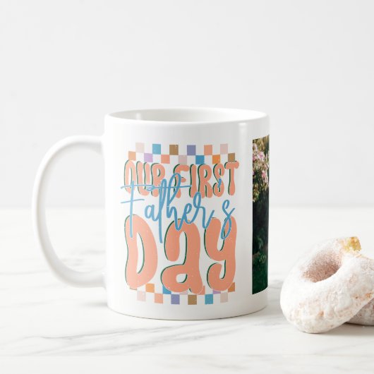Eerste Vaderdag aangepaste foto Koffiemok (Met donut)