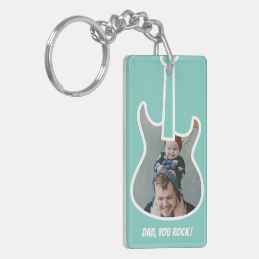 Eerste Vaderdag Aangepaste foto van Kool Guitar Da Sleutelhanger (Voorkant Links)