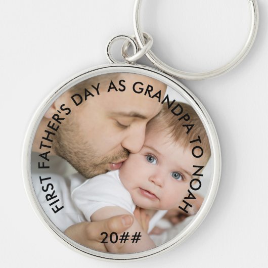 Eerste vaderdag als aangepast opa jaar en foto sleutelhanger (Voorkant)