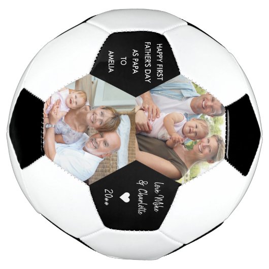 Eerste vaderdag als Papa 2 Foto gepersonaliseerd Voetbal (Gedraaid)