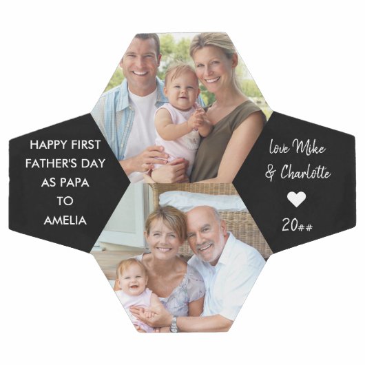 Eerste vaderdag als Papa 2 Foto gepersonaliseerd Voetbal (Enkel)