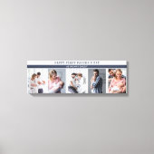 Eerste vaderdag als papa - 5 Foto gepersonaliseerd Canvas Afdruk (Voorkant)