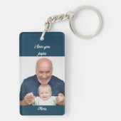 Eerste Vaderdag als Papa Blue 2 Foto Sleutelhanger (achterkant)