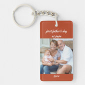 Eerste Vaderdag als Papa Oranje 2 Foto Sleutelhanger (Voorkant)