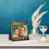 Eerste Vaderdag als Poppy Rustic Wood Foto Fotoplaat (Insitu)