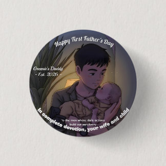 Eerste Vaderdag Anime Stijl Nacht Ronde Button 3,2 Cm