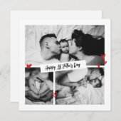 Eerste Vaderdag B&W Baby Fotocollage Feestdagenkaart (Voorkant / Achterkant)