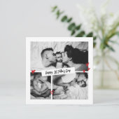 Eerste Vaderdag B&W Baby Fotocollage Feestdagenkaart (Staand voorkant)