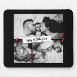 Eerste Vaderdag  B&W Baby Fotocollage Muismat