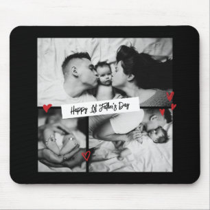 Eerste Vaderdag  B&W Baby Fotocollage Muismat