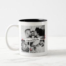 Eerste Vaderdag  B&W Baby Fotocollage Tweekleurige Koffiemok