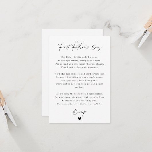 Eerste Vaderdag: Baby Bump Gedicht Print Gift (Voorkant / Achterkant in situ)