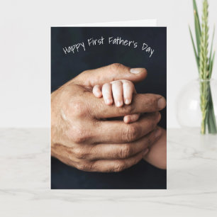 Eerste Vaderdag-baby en vaders handen Kaart