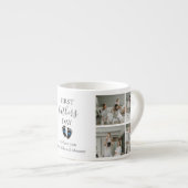 Eerste Vaderdag – Baby Footprints & Blue Hearts Espresso Kop (Voorkant rechts)