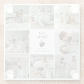 Eerste Vaderdag – Baby Footprints & Blue Hearts Glazen Onderzetter (Achterkant)